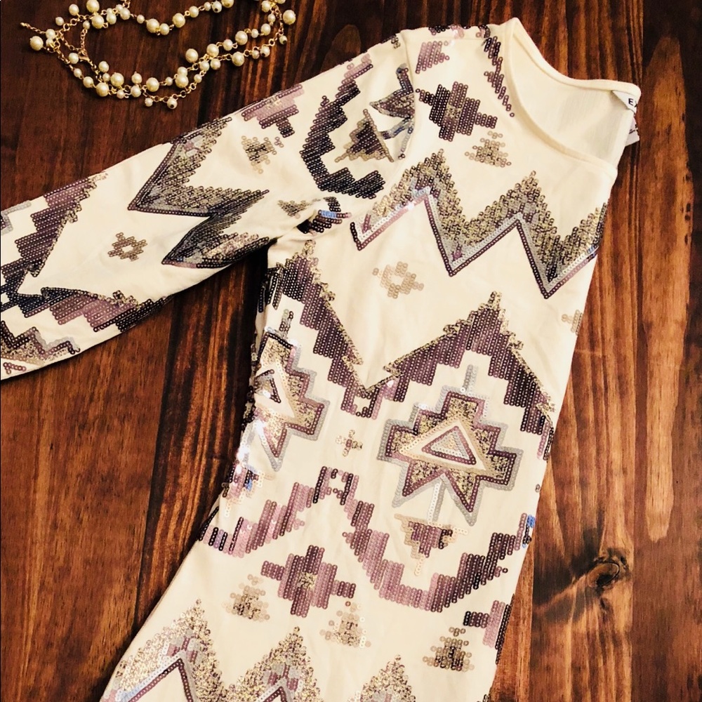 Express sequins Ivory dress